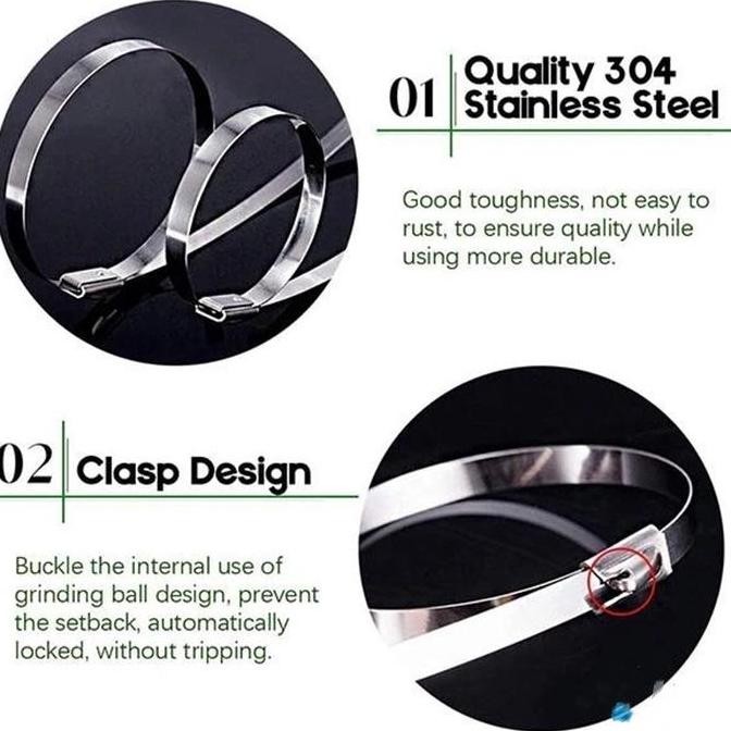 

KABEL TIES STAINLESS #304 ISI 100BH 4.6X300 / CABLE TIE STAINLESS STEEL 304 BAJA