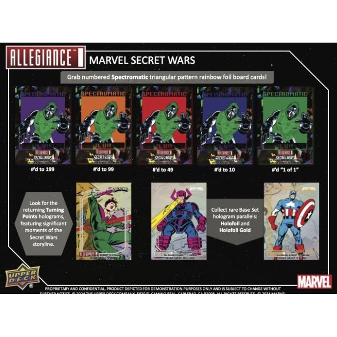 Promo 2024 Upper Deck Marvel Allegiance Secret Wars Hobby Box (16 Pack Per Box, 6 Kartu Per Pack)