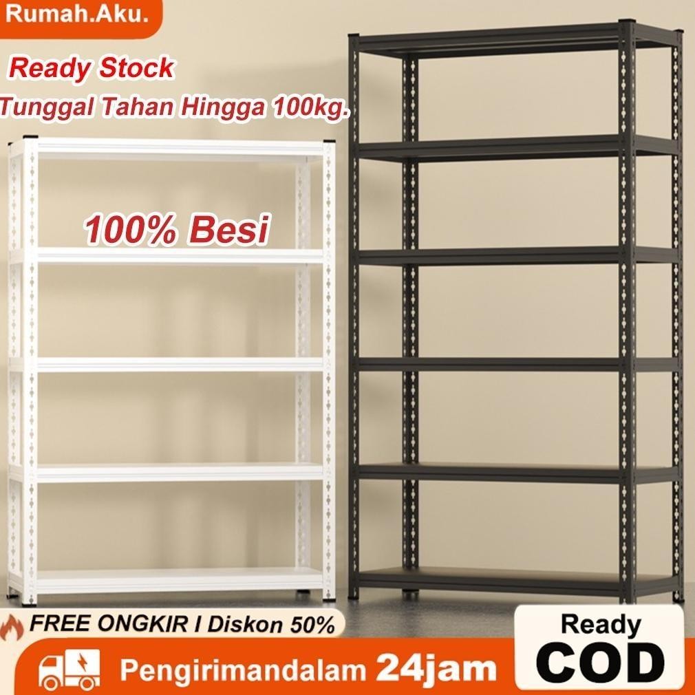 Rak Besi Siku 6 Tingkat Rak Susun Besi Rak Aquarium Rak Penyimpanan Rak Gudang Rak Supermarket 200*4