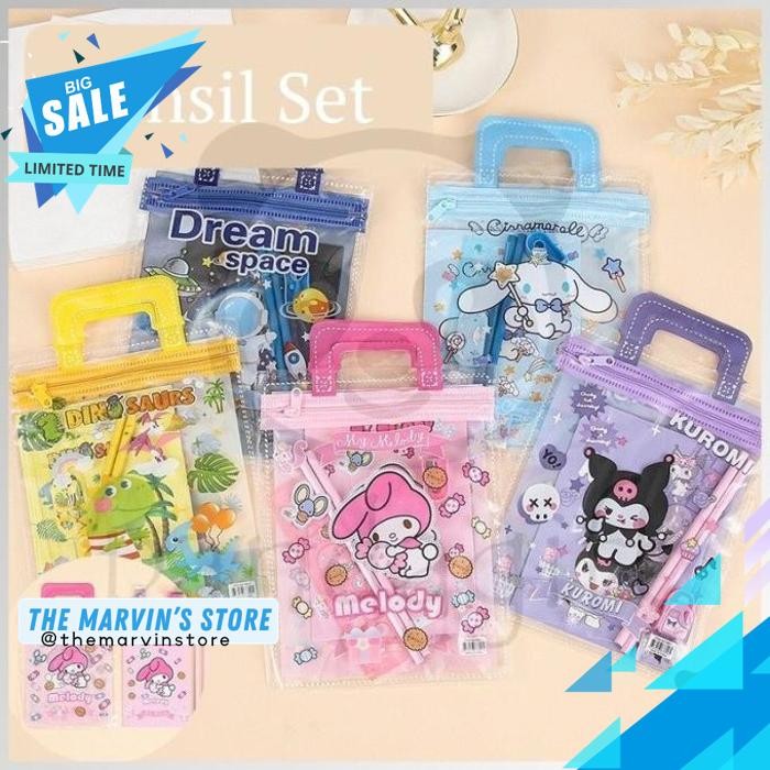 

ALAT TULIS SET 6 IN 1 KTER SANRIO KUROMI MELODY LUCU /POUCH SET STATIONERY HADIAH ANAK SANRIO/ SET MINI POUCH BAG BEST PRODUK !