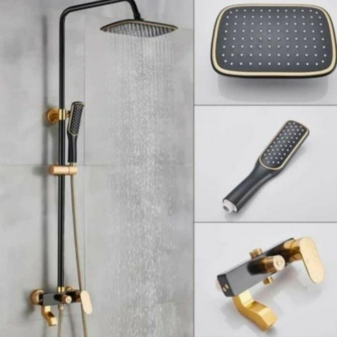 KRAN SHOWER TIANG MIXER BLACK GOLD/ 3 WAY SHOWER COLUMN SET MODEL TOTO