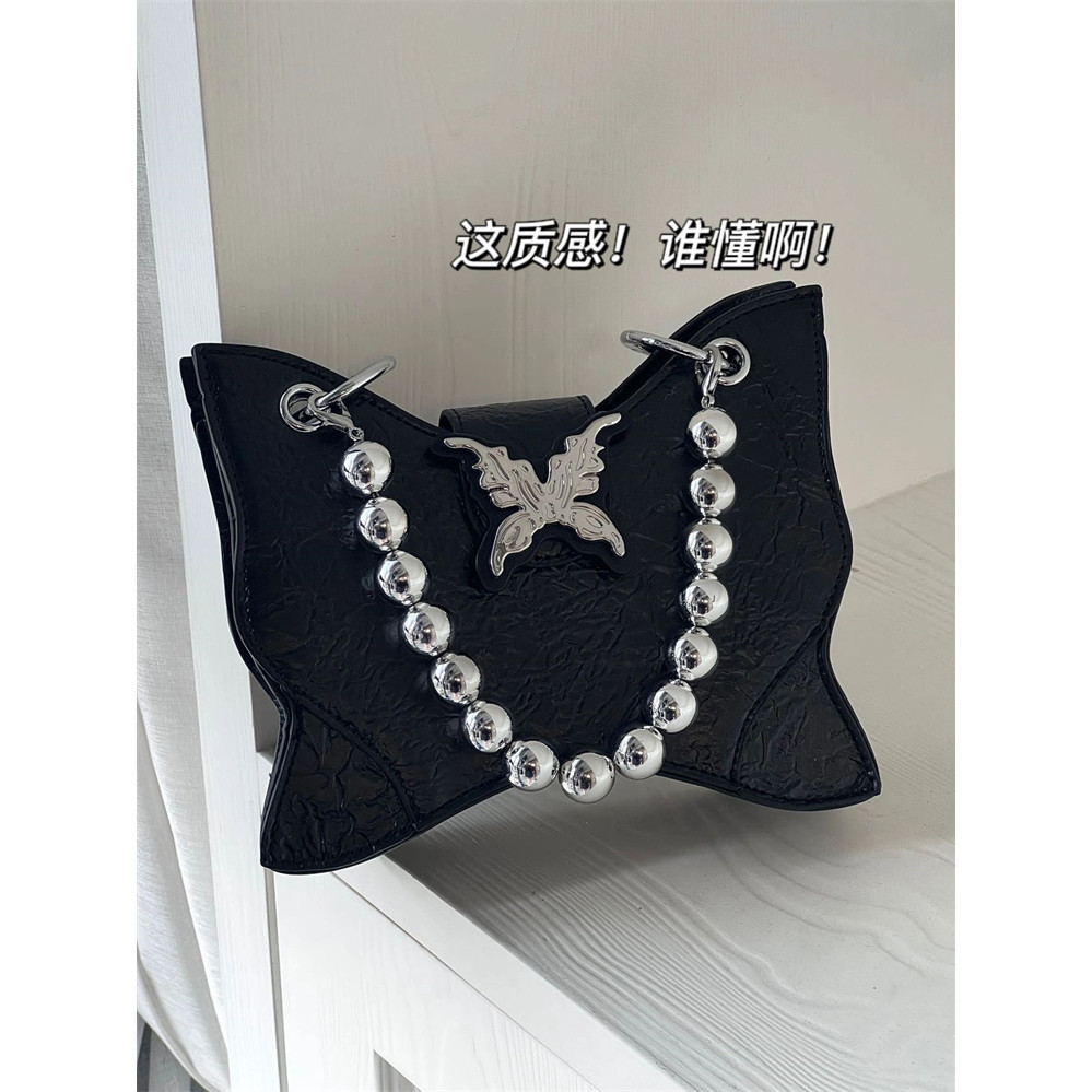 Tas Selempang Ponsel Mini, Tas Rantai Mutiara Kupu-kupu