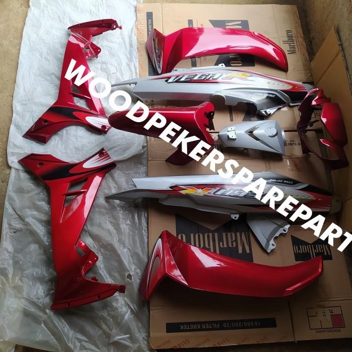 Full Body Halus Yamaha Vega R New Merah Silver Plus Striping Original Dan Terpercaya