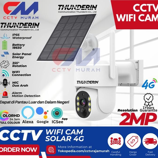 Promo Thunderin Camera Ip Wifi Support 4G , Gsm Solar Ptz Icsee  Cctv Camera