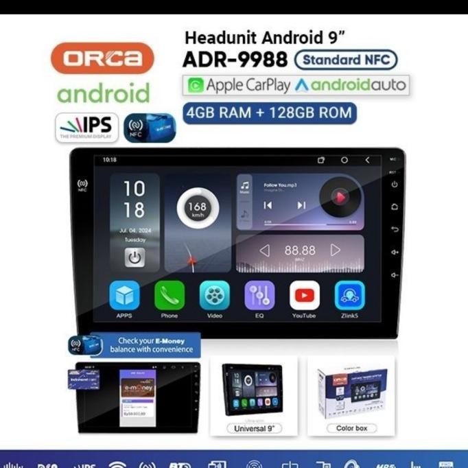 TERBARU - tape mobil android ORCA 9988 standard series head unit 9 inci