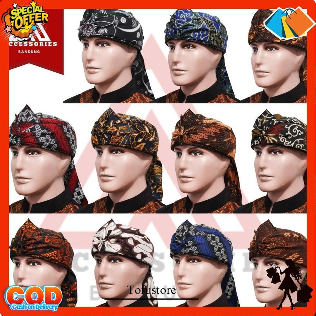 Iket Blangkon Sunda Jawa Udeng Batik Dewasa Tradisional Merah Terbaru Cod