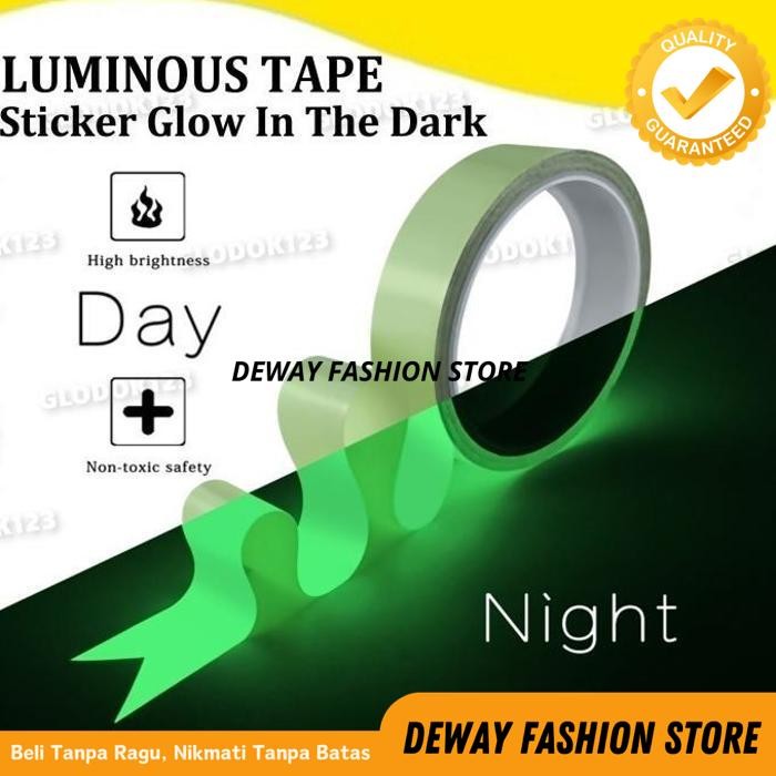 

LUMINOUS TAPE STICKER LAKBAN ISOLASI FOSFOR GLOW IN THE DARK 5 METER BY DEWAYFASHION DISKON !