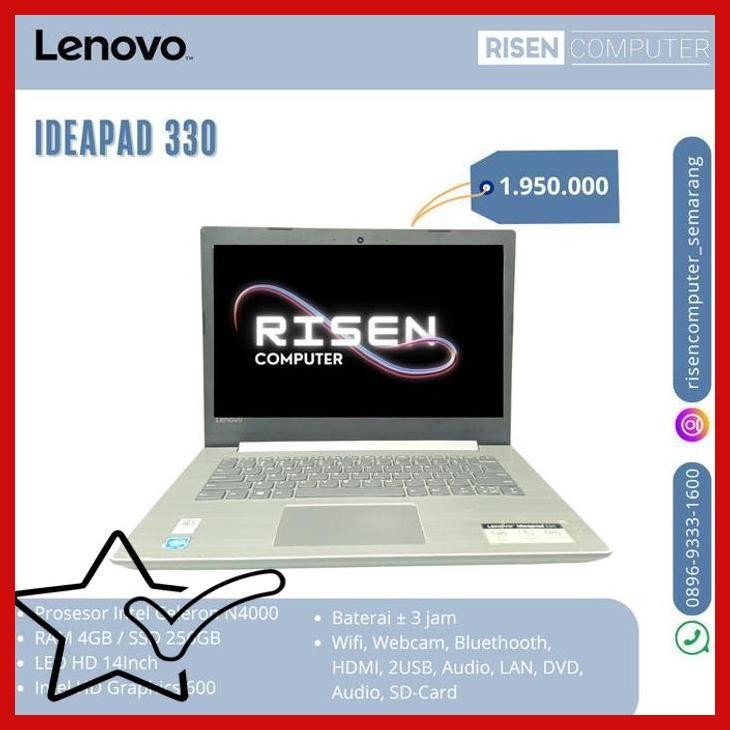[SLS] Second LAPTOP LENOVO IDEAPAD 330 SERIES Intel Celeron N4000 RAM 8GB SSD 256GB Notebook 14inch 