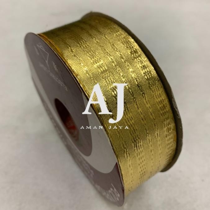 

Pita Kado Metalik Embos / Ribbon Mas Perak Motif 1,25 Inch / 3 cm murah