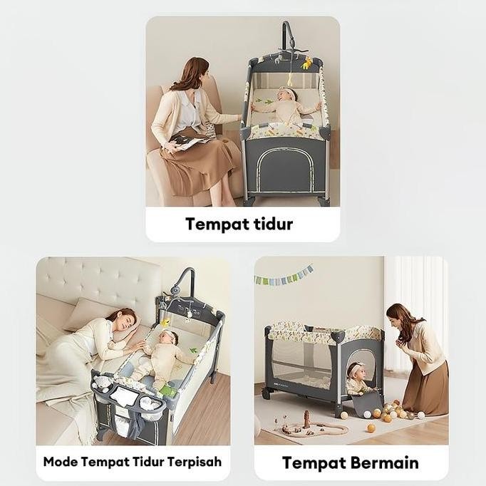 Promo [Garansi 10 Tahun]Tempat Tidur Bayi Box Bayi Lipat Multifungsi Bisa Dilipat 6 In 1 Box  Bayi B