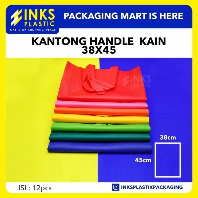 

TAS SPUNDBOND HANDLE 38x45/TAS KANTONG KAIN GOODIE BAG (12 PCS) murah