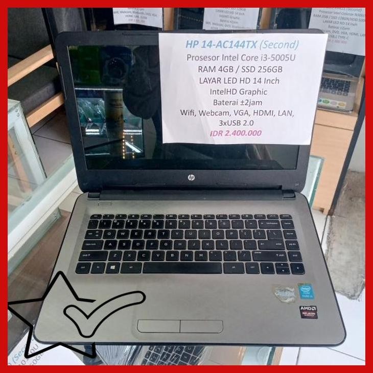[SLS] Second LAPTOP HP 14 AC144tx Intel Core i3 5005u RAM 4GB SSD 256GB 14inch