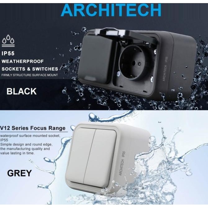 Architech Waterproof Saklar / Stopkontak Waterproof / Saklar Stop Kontak Outbow Outdoor Waterproof B
