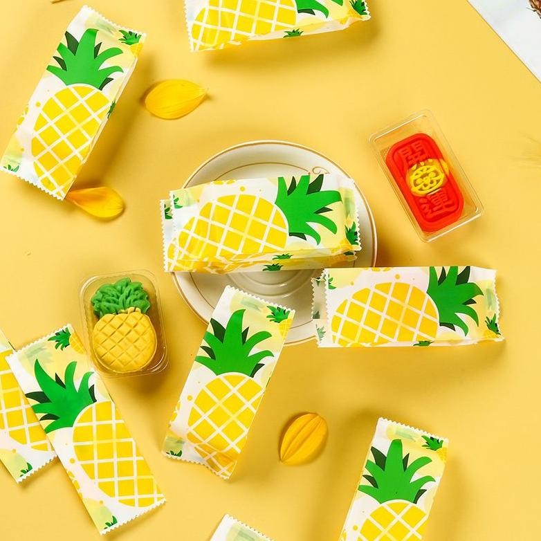 

nl-8 50pcs Kantong Plastik Kemasan Permen/Kantong Biskuit/Kantong Kue Motif Nanas Foodgrade Premium Terlaris
