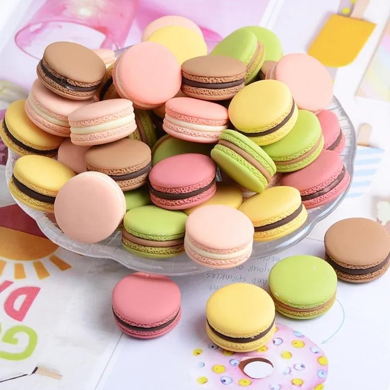 

10Pcs Simulation Macaron Miniature Figurines Flat Back Resin Charms Japanese Food Play Diy Necklace Jewelry Making Accessories