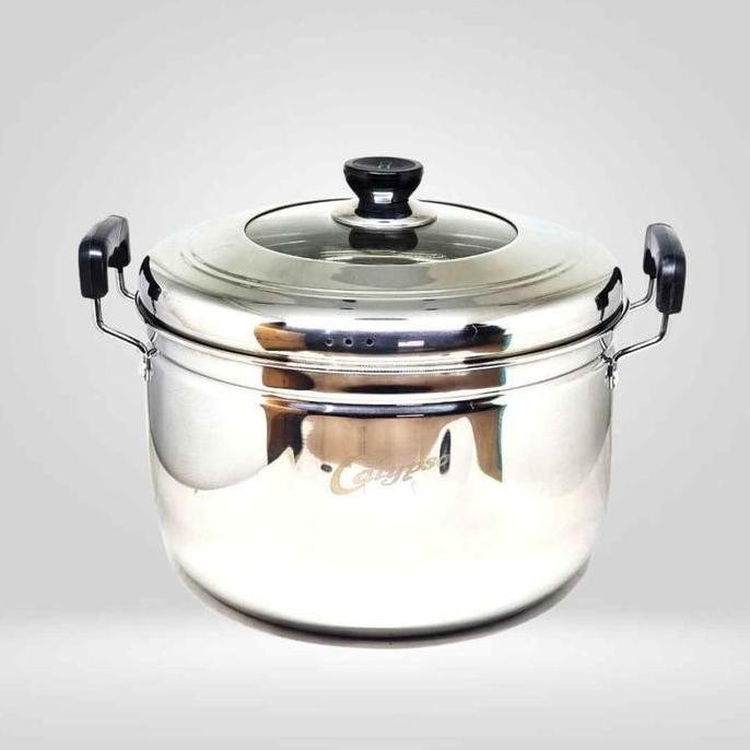 SUPER TEBAL Panci Steamer + Tutup Stainless Calypso | Kukusan Dandang Stenlis Steel | Panci Kukus Ki