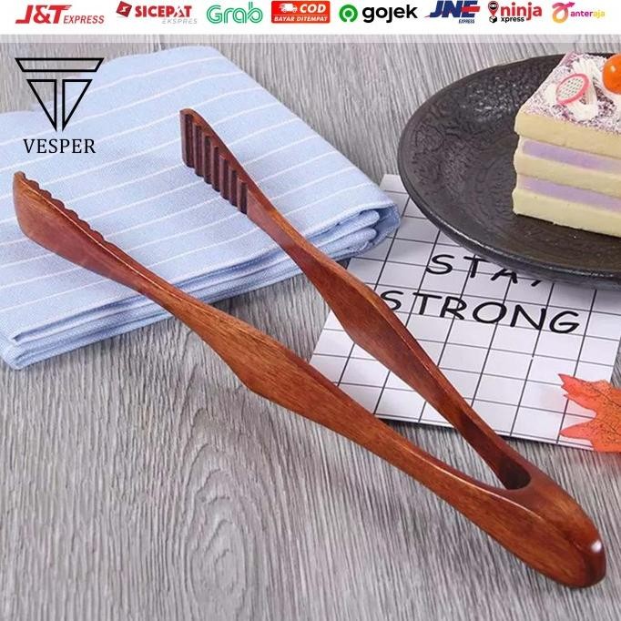 Terlaris Wooden Food Tong Clip / Capitan Makanan Kayu Bbq Kue Roti Daging Sayur