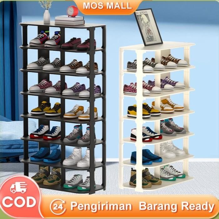 Rak Sepatu Susun Plastik Rak Sepatu Tertutup Rak Susun Serbaguna Shoe