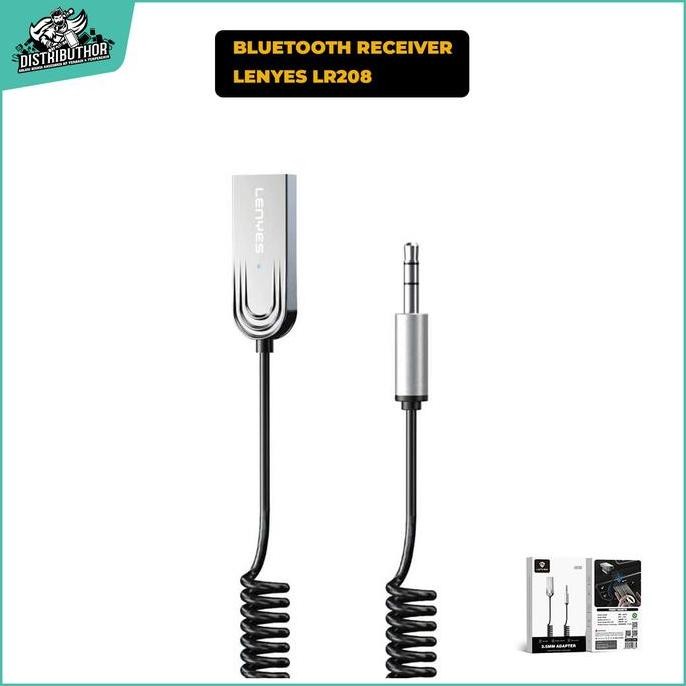 Bluetooth Receiver LENYES LR208 Aux 3.5mm Wireless Adapter Audio Mobil + Mic Alat Blutut Salon Speak