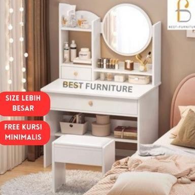 Meja Rias Kaca Bulat Meja rias Putih Minimalis