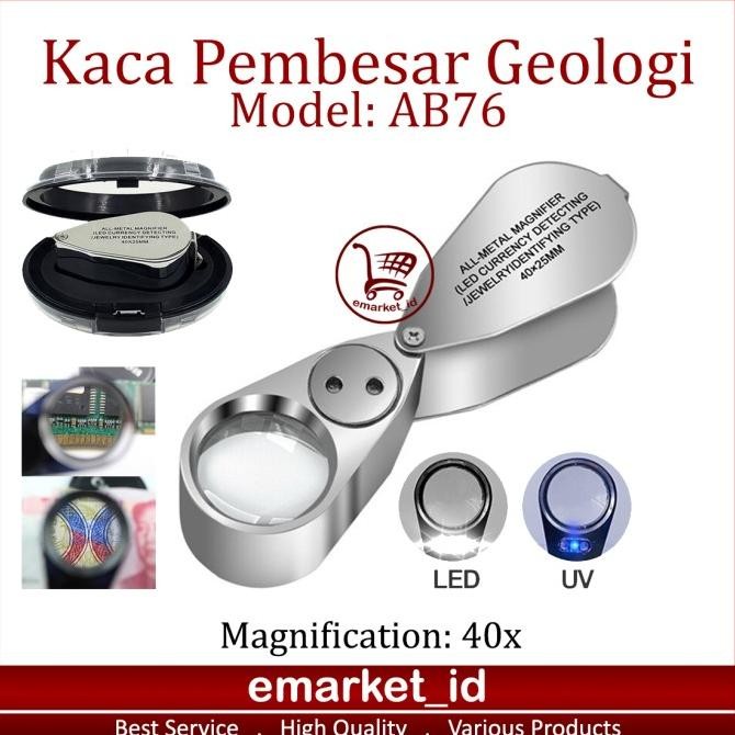 

Sale! Kaca Pembesar Geologi LED UV 40x AB76 / Perhiasan Batuan / Lup Lensa