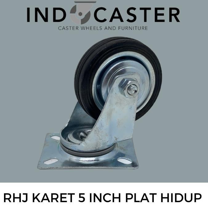 promo roda troli / roda karet / roda etalase / roda lori rhj plat hidup 5"