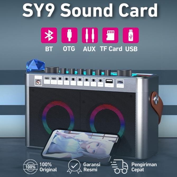 Bonkyo Soundcard Sy9 Speaker All-In-One Bluetooth Soundcard With Wireless 2Microphone With External 