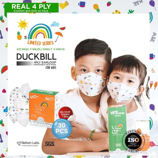 VIO99 X MAJOLI X ANATA - VIO DUCKBILL KIDS MASK 4 PLY ISI 30 MIX MOTIF TERMURAH