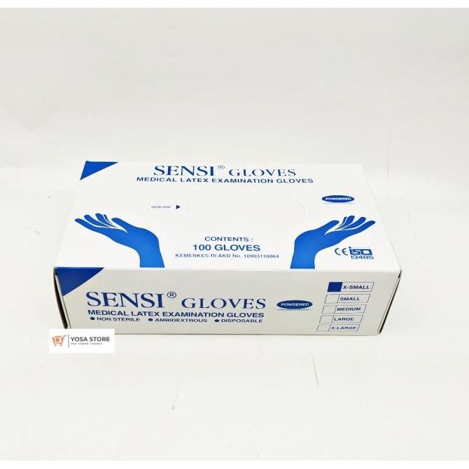 SENSI GLOVES HANDSCOON MEDICAL LATEX EXAMINATION GLOVES 100'S SIZE XS TERMURAH