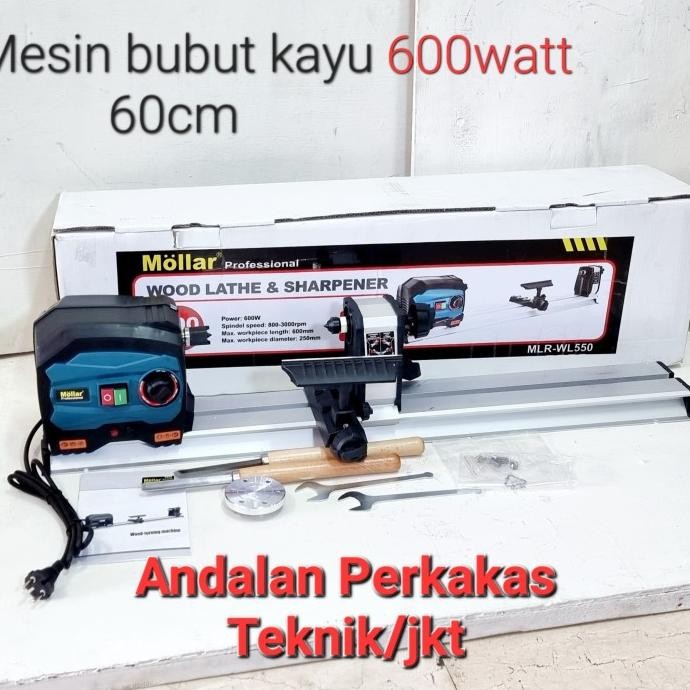 MOLLAR WL550 mesin bubut kayu mini wood lathe & Sharpener 60cm murah