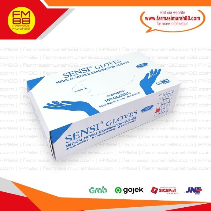 SENSI GLOVE NITRILE ISI 100PCS TERSEDIA UKURAN S,M,L TERMURAH