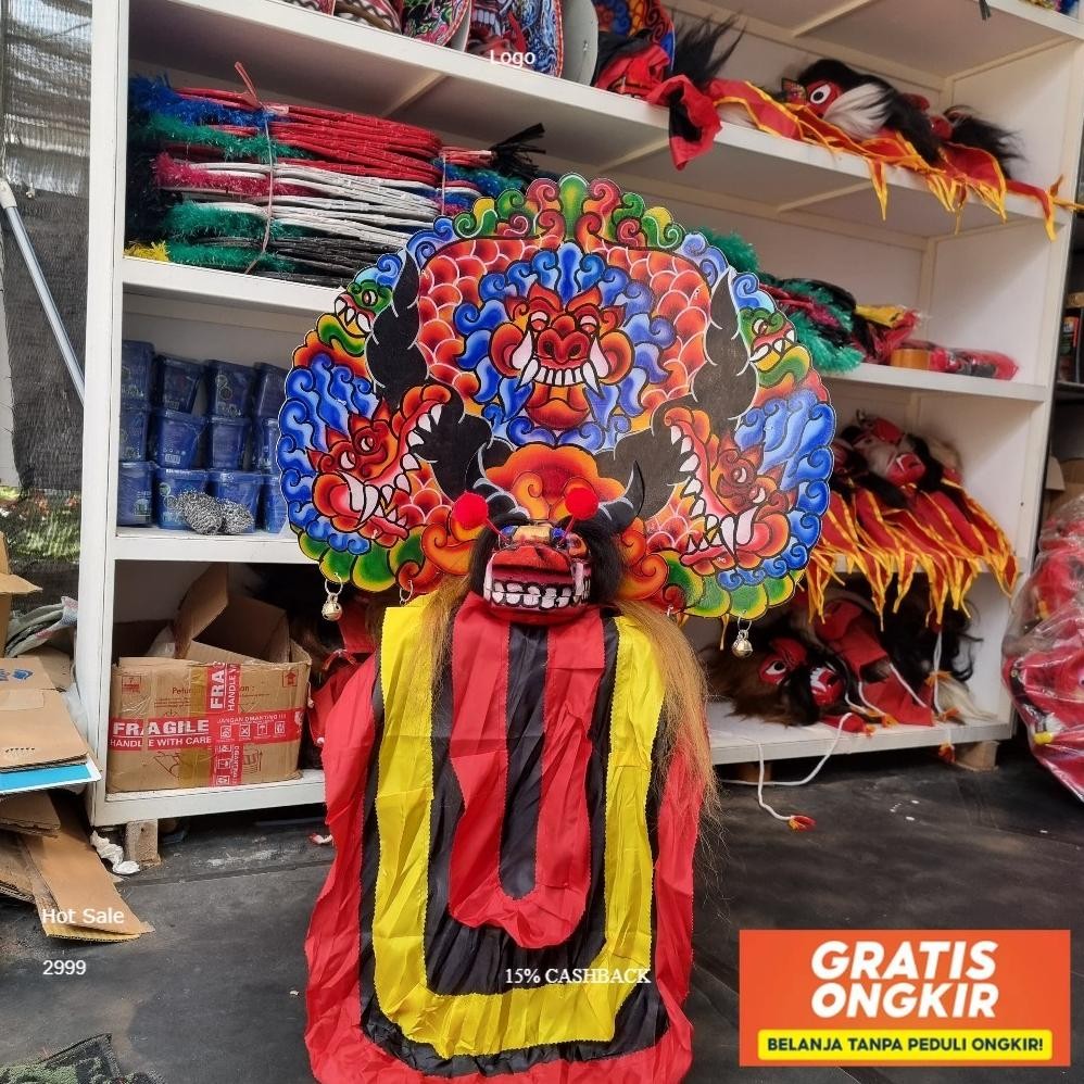Banyak Diskon  Barongan Caplok Kayu Coret Full Set Lengkap / Barongan Dewasa Jumbo Plipit Romo / Bar