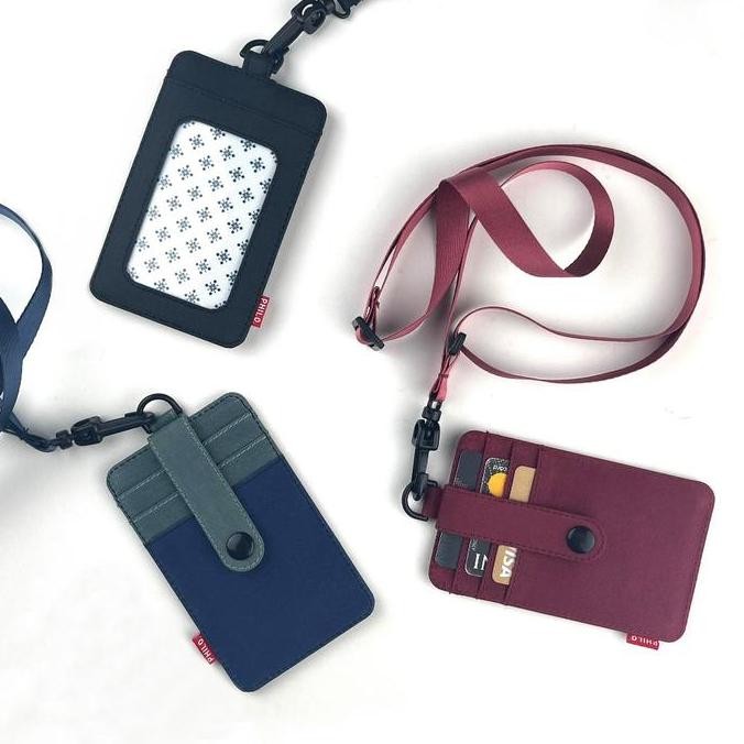 

ready ID card holder dompet gantung name tag kartu lanyard kain polos philo murah