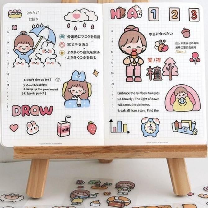 

gd-12 KAWAII GIRL STICKER isi 10 LEMBAR stiker tumblr diy cute scrapbook Premium