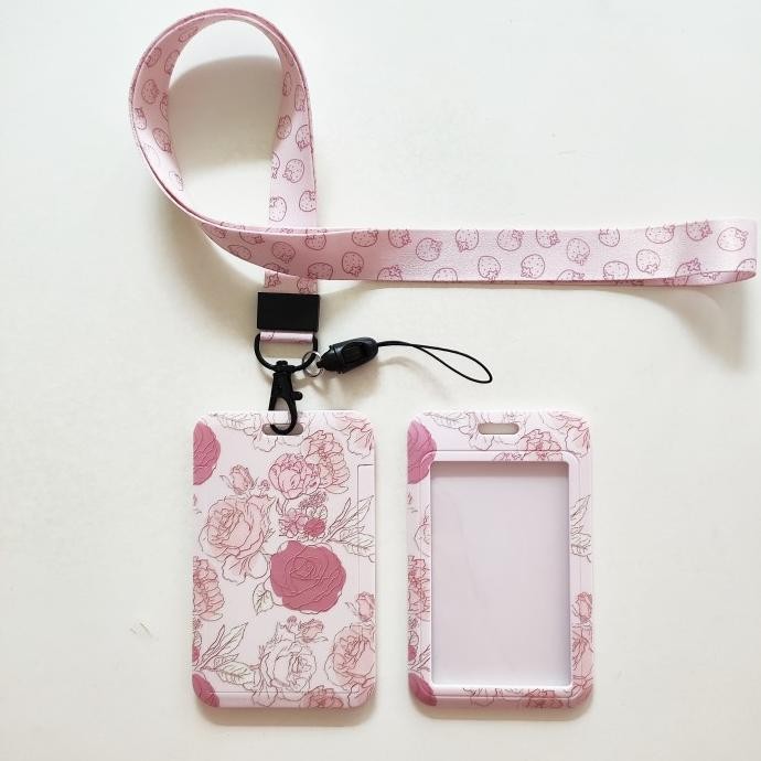 

ready ID Card Holder Name Tag Lanyard / Kalung Kartu Bunga Flower Elegant murah
