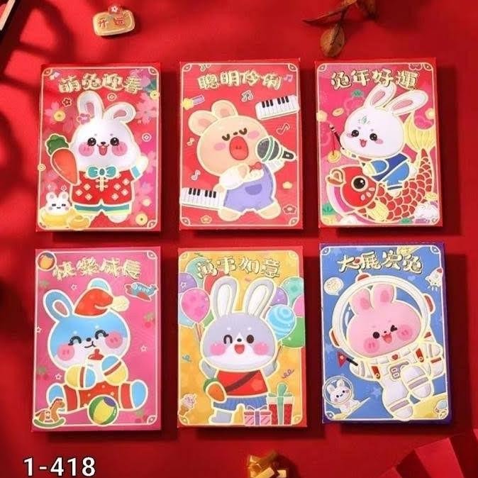 

fx-23 ANGPAO 3D ISI 6 CUTE SNAKE RABBIT IMLEK 2025 sincia angpau lucu murah tebal Berkualitas