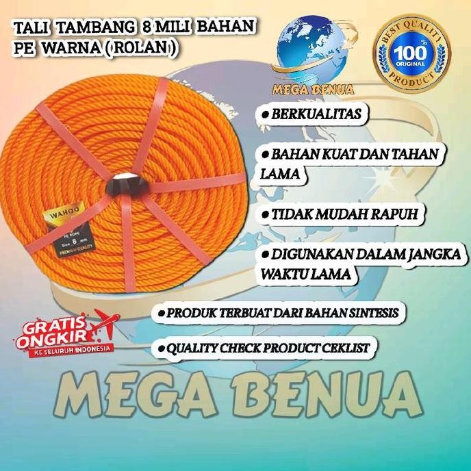 

Tali Tambang 8Mili Rolan Panjang 200Mtr Tampar Co