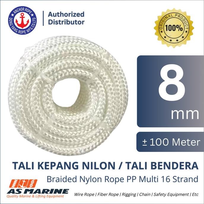 

Tali Nilon Kepang / Tali Bendera 8 Mm X 100 Meter Braided Nylon Rope Multifilament Flag Line 16 Strand Dongyang Co