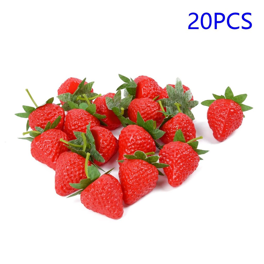 

20Pcs Artificial Strawberry Diy Artificial Fruits Simulation Plastic Fake Fruit Party Prop Ornament Home Wedding Decoration