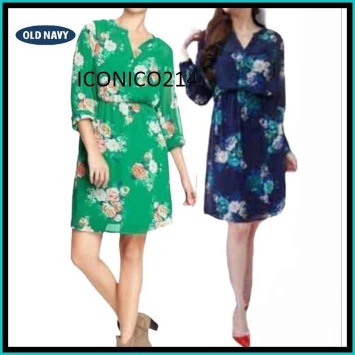 SALE DRESS MIDI LENGAN PANJANG MOTIF BUNGA  FASHION MUSLIM