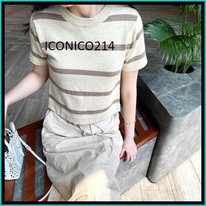 SOORI - DAMBI (STRIPE KNIT CROP KOREA RAJUT PREMIUM ZARA CASUAL BASIC DAILY COMFY)