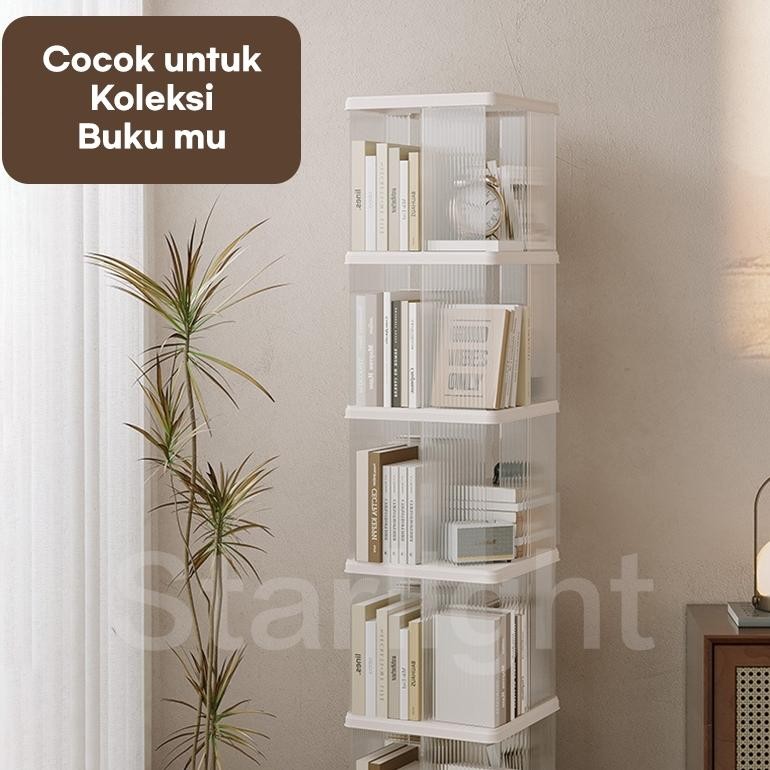 Rak Buku Minimalis Serbaguna Lemari Buku Plastik Rak Portable Roda Rak Pajangan HBE101
