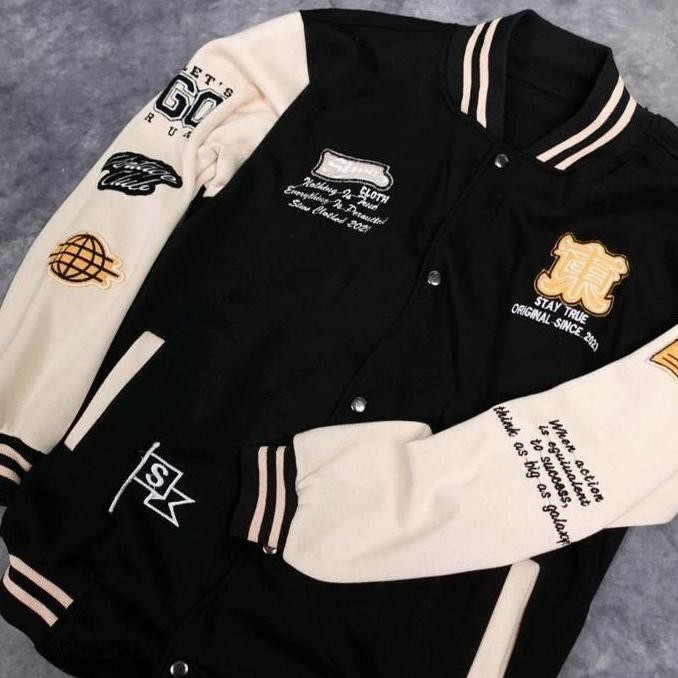 Jaket Varsity/Varsity Jacket Baseball Full Bordir Aplikasi Premium Unisex Pria Wanita Casual Top Kan