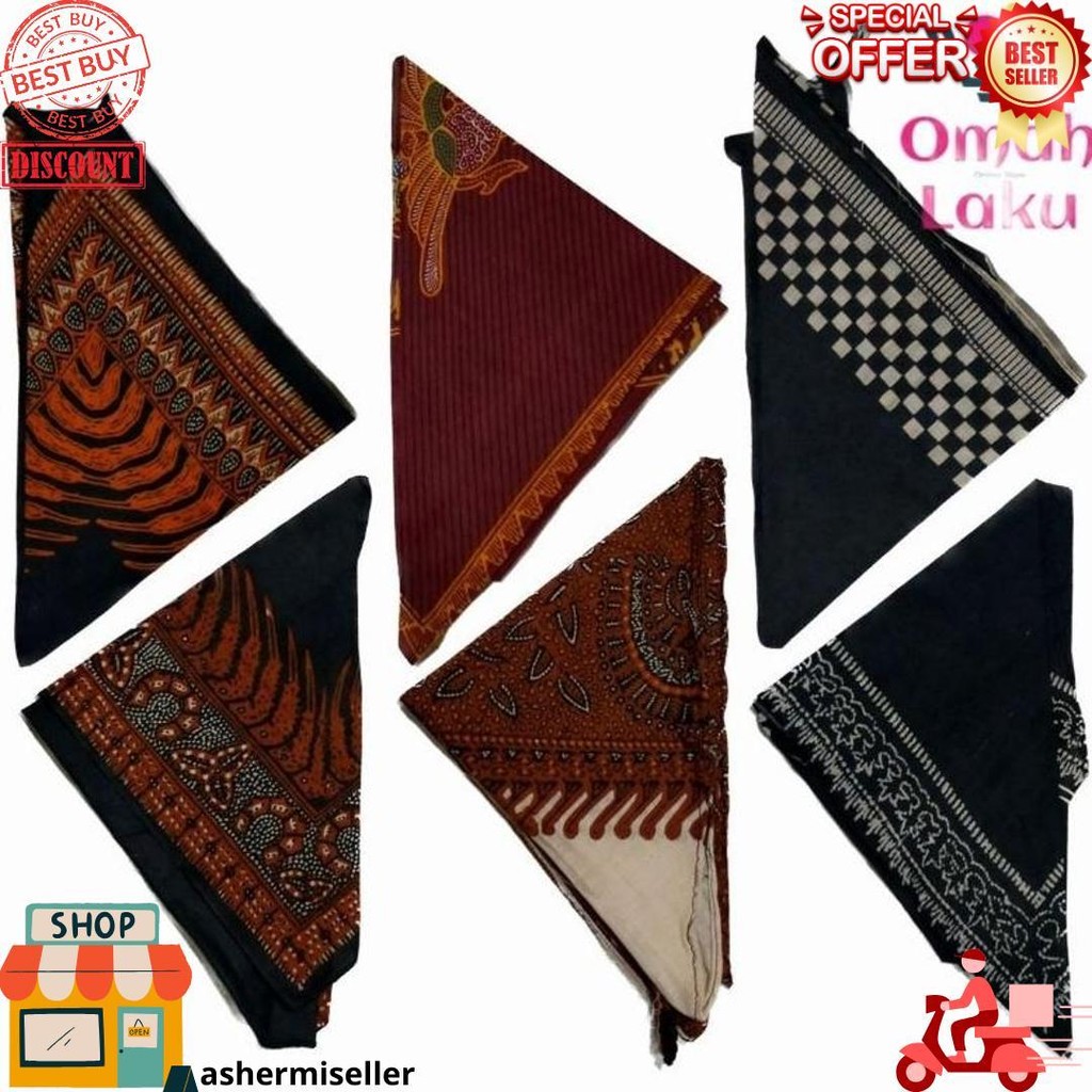 Iket Kepala Batik Segitiga - Udeng Ikat Segitiga Motif Batik - Ikat Kepala Jawa Terlaris