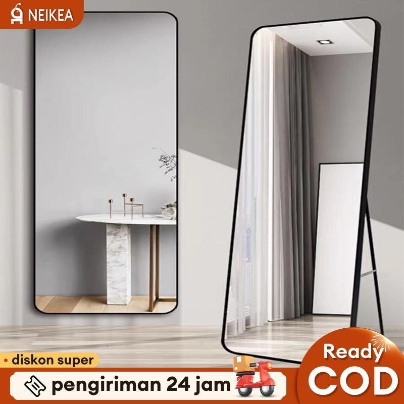 Cermin Berdiri Full Body dengan Roda Cermin Aesthetic Cermin Gantung Cermin rias
