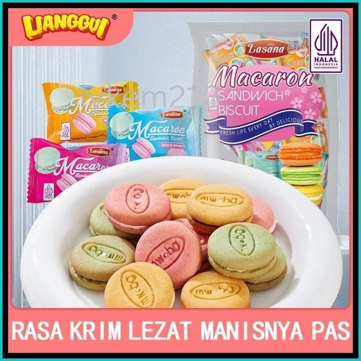 

60PCS MACARON COOKIES HALAL LIANGGUI KUKIS MINI RENYAH CEMILAN VIRAL & GIFT BOX SNACK BISKUIT