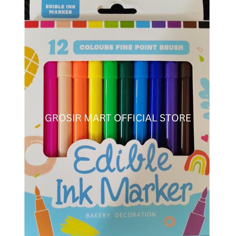 

fh-46 y-76 GM Spidol Bento Spidol Dekorasi Kue 1 set isi 12 warna Edible Food Pen Edible Marker Dekorasi Bento Kue Baking Decoration Berkualitas Hemat