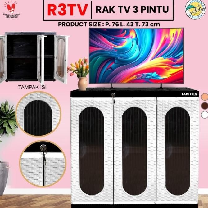 Rak TV Meja Tv Minimalis Modern Lemari Plastik Serbaguna Rak Multifungsi Tabitha R3TV