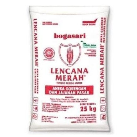 

Promo Tepung Terigu Lencana Merah 25Kg / 25 Kg 1 Ball / Karung