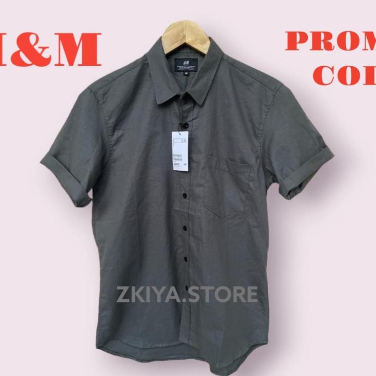 Kemeja Pria H.M Lengan Pendek Kasual Polos I Kemeja H.M Lengan Pendek Pria